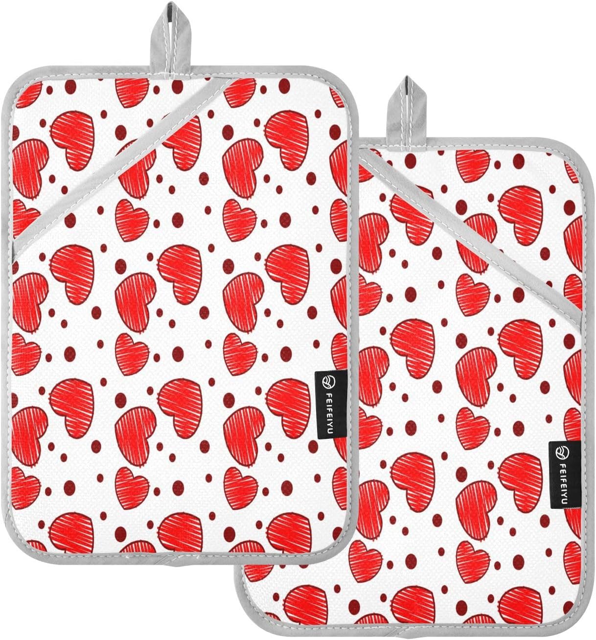 Love Pattern Valentines Pot Holder Set