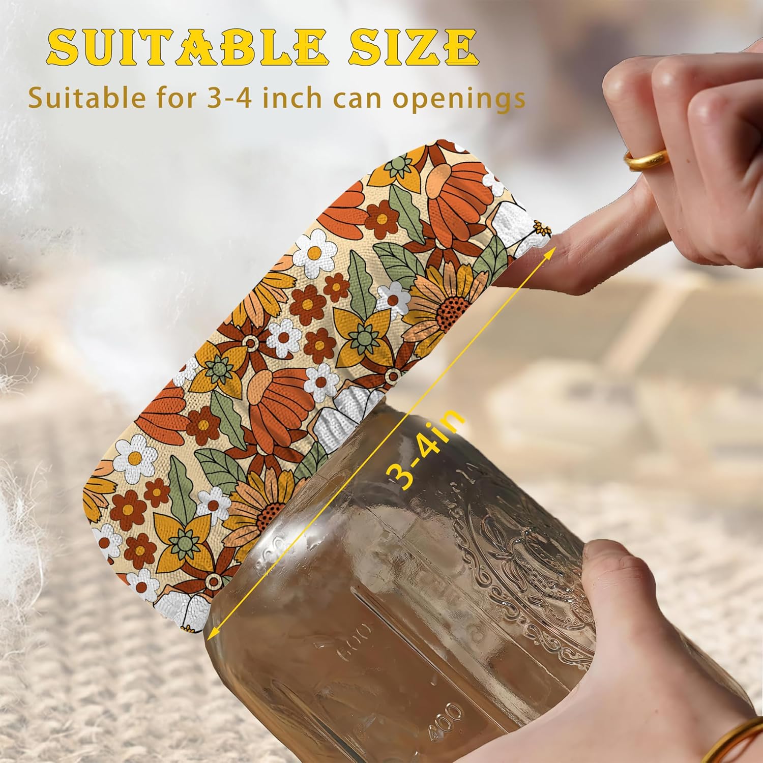 70s Retro Floral Sourdough Lids