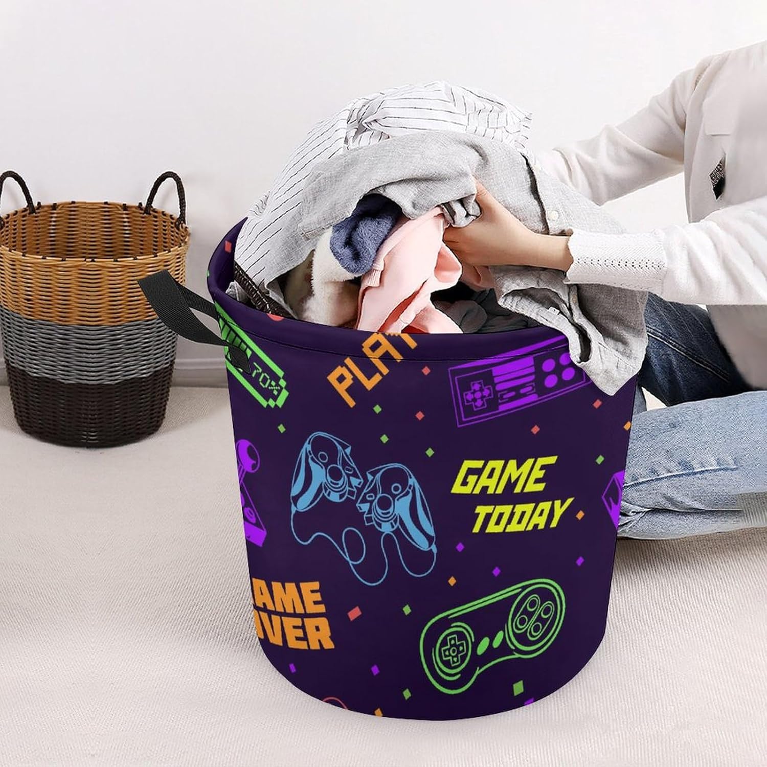 Game Seamoose Patterned Storage Basket for Kids and Adults