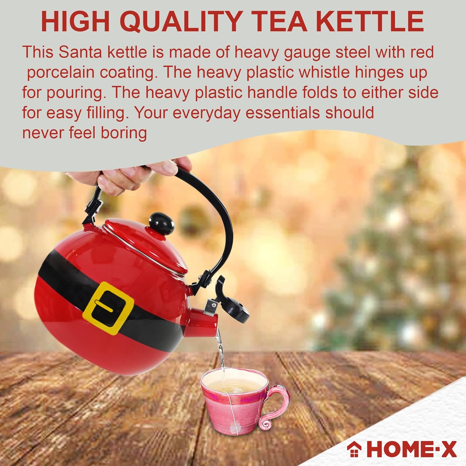 Home-X Santa Claus Whistling Tea Kettle Christmas Gift