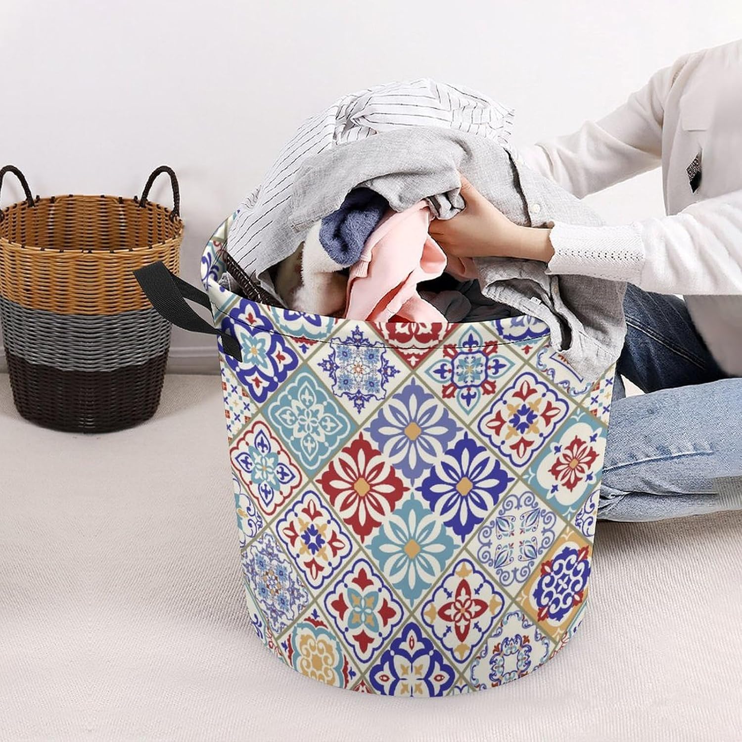 Colorful Patchwork Laundry Basket