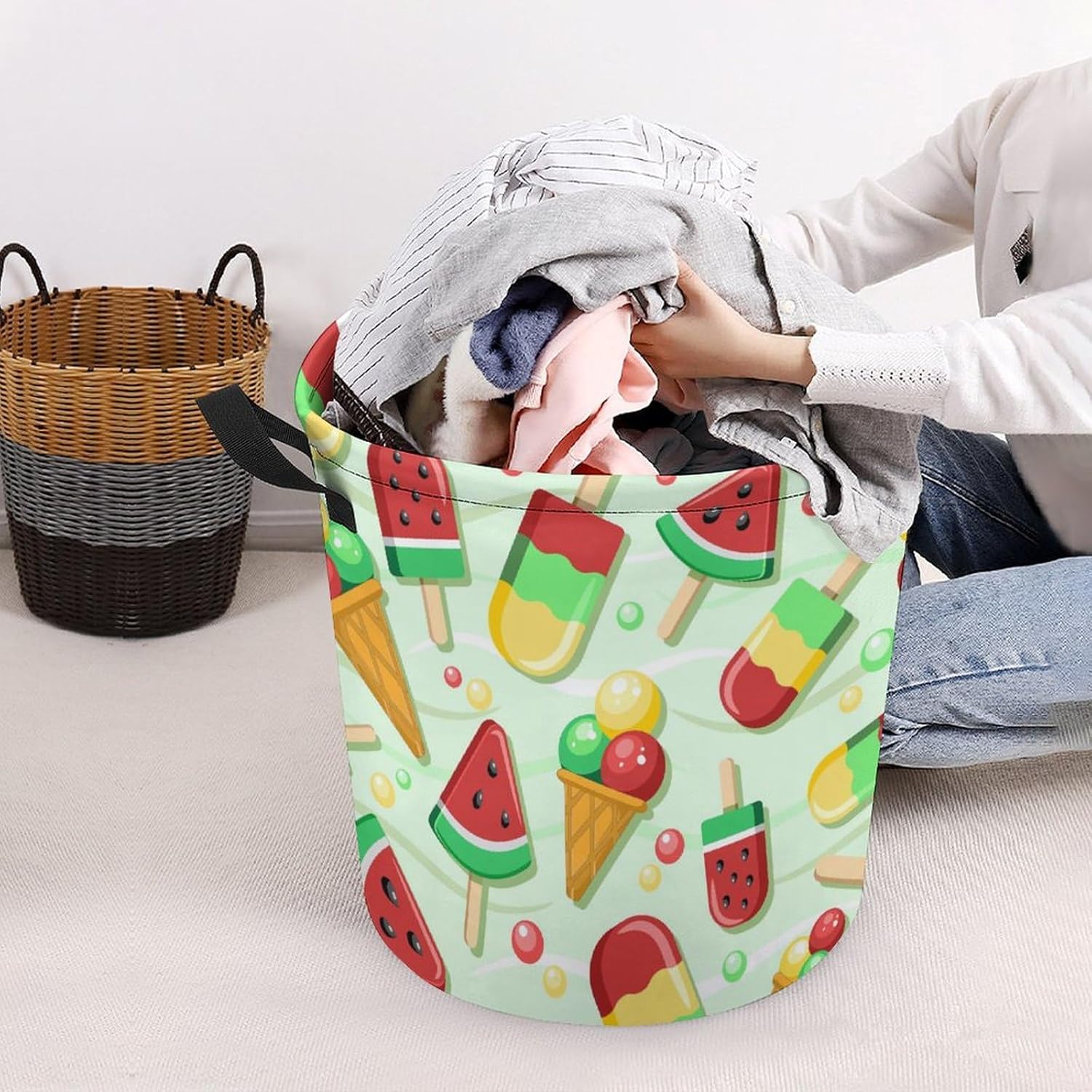 Fresh Fruit Ice Cream Waterproof Laundry Hamper