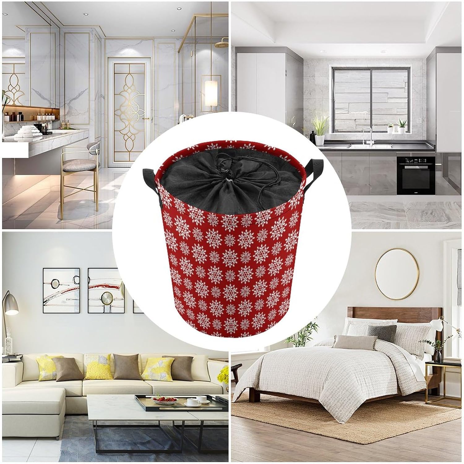 Collapsible Laundry Hamper for Kids Red 45L
