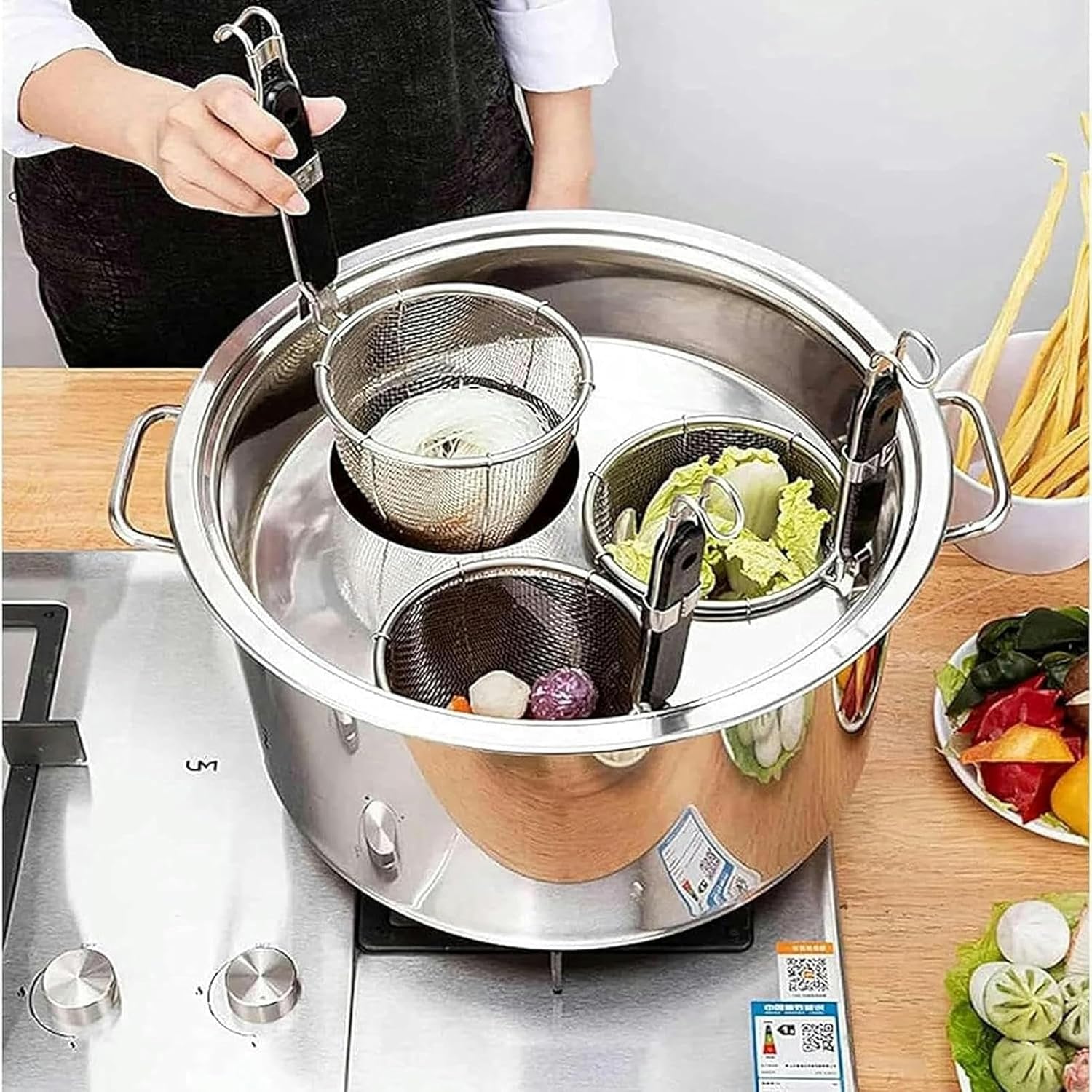 BingWang Multi-Pasta Cooker Set Stainless Steel Durable for Home Kitchen Use