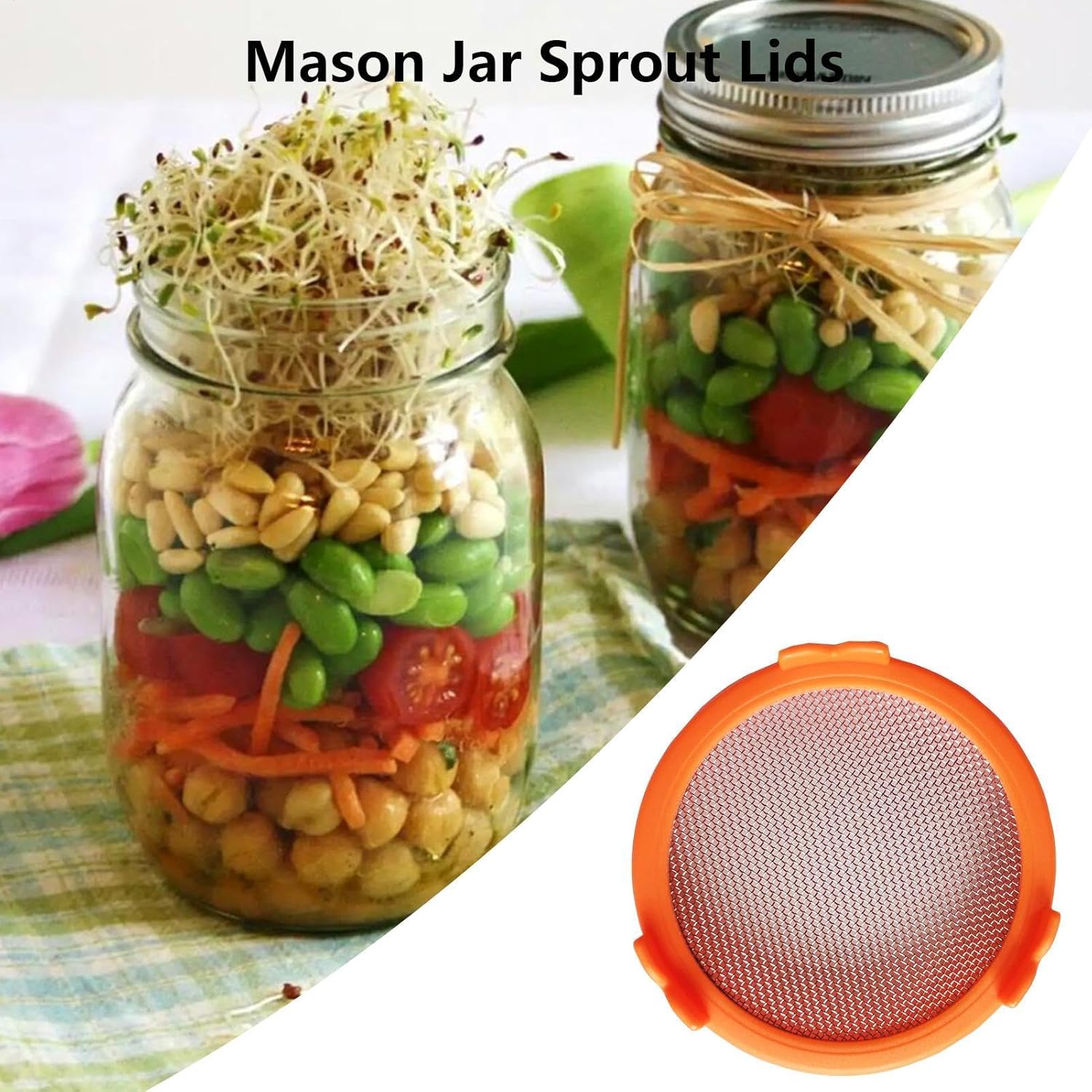 Sprouting Jar Strainer Lid - Easy Bean Sprout and Microgreen Growing