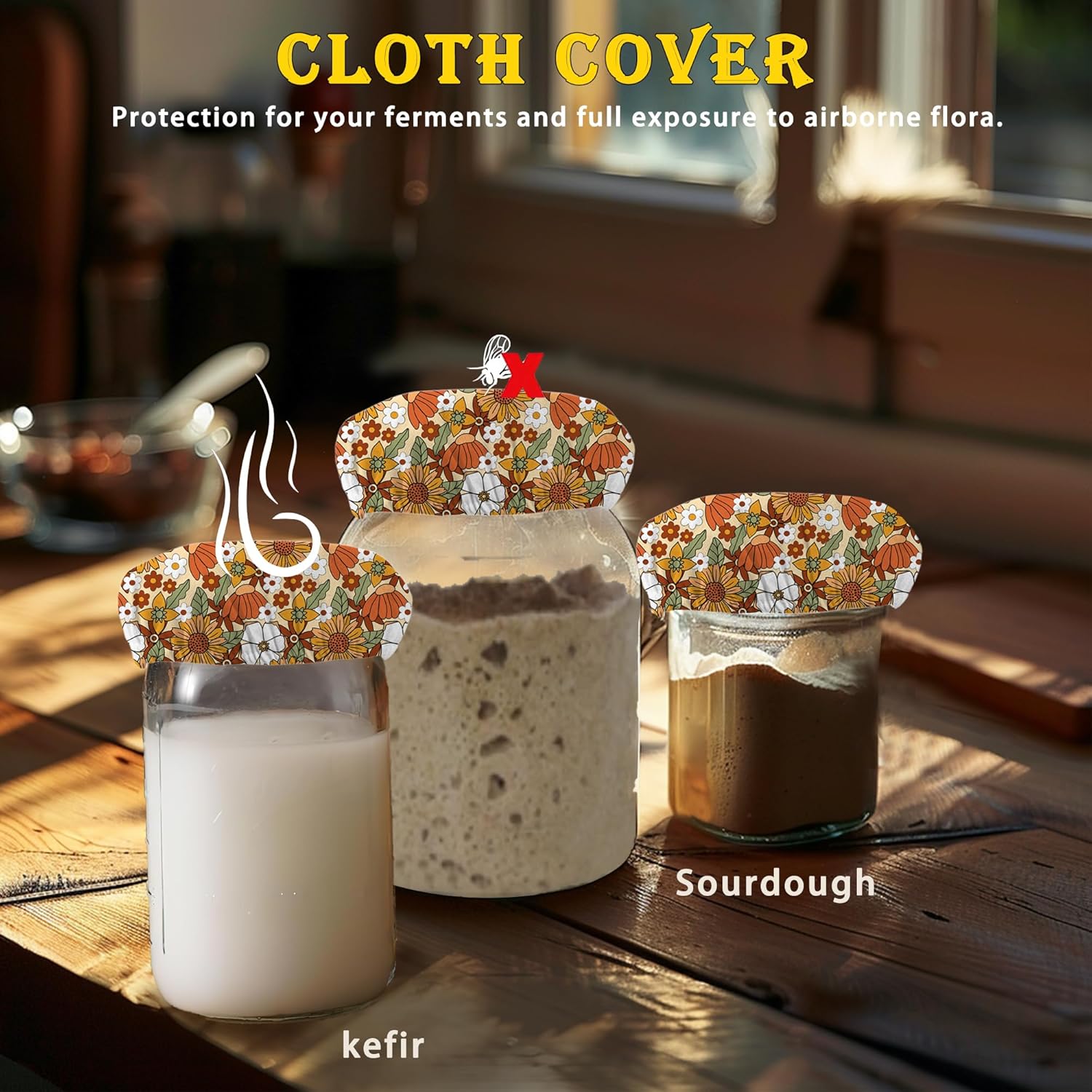 70s Retro Floral Sourdough Lids