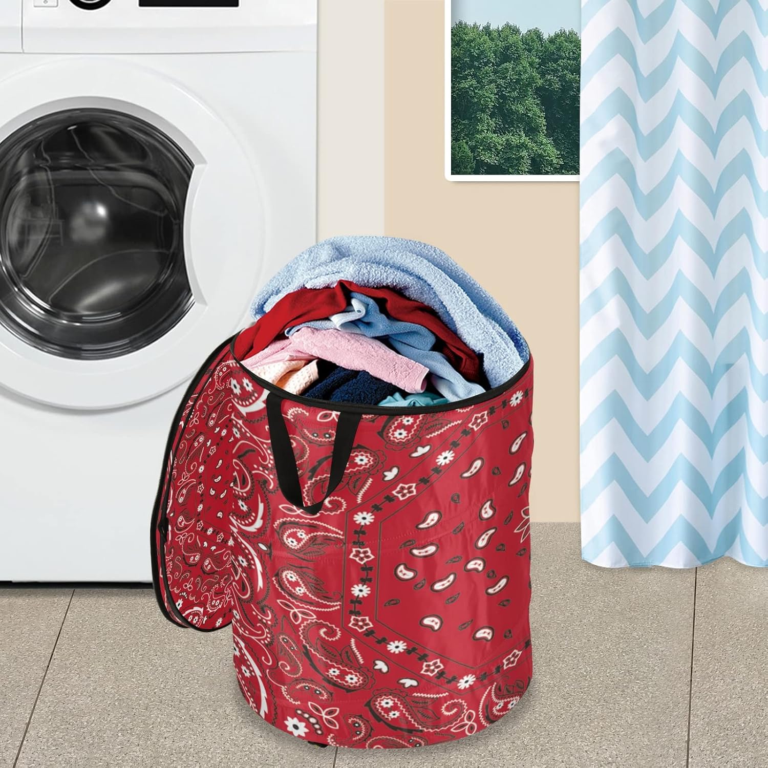 PoeticCity Red Bandana Laundry Hamper