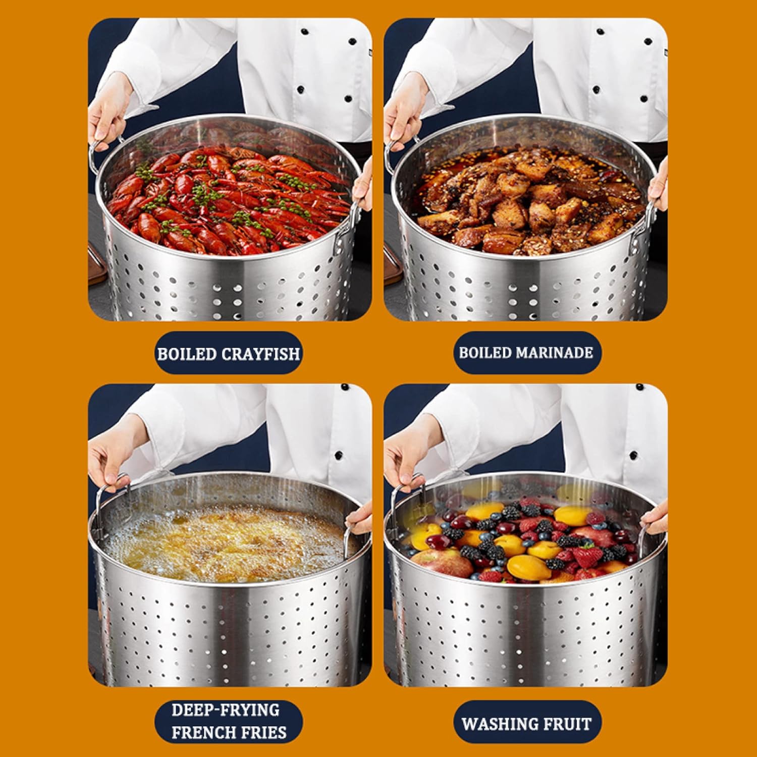 Stainless Steel Seafood Steamer Pot for BoilTamalate or Fry