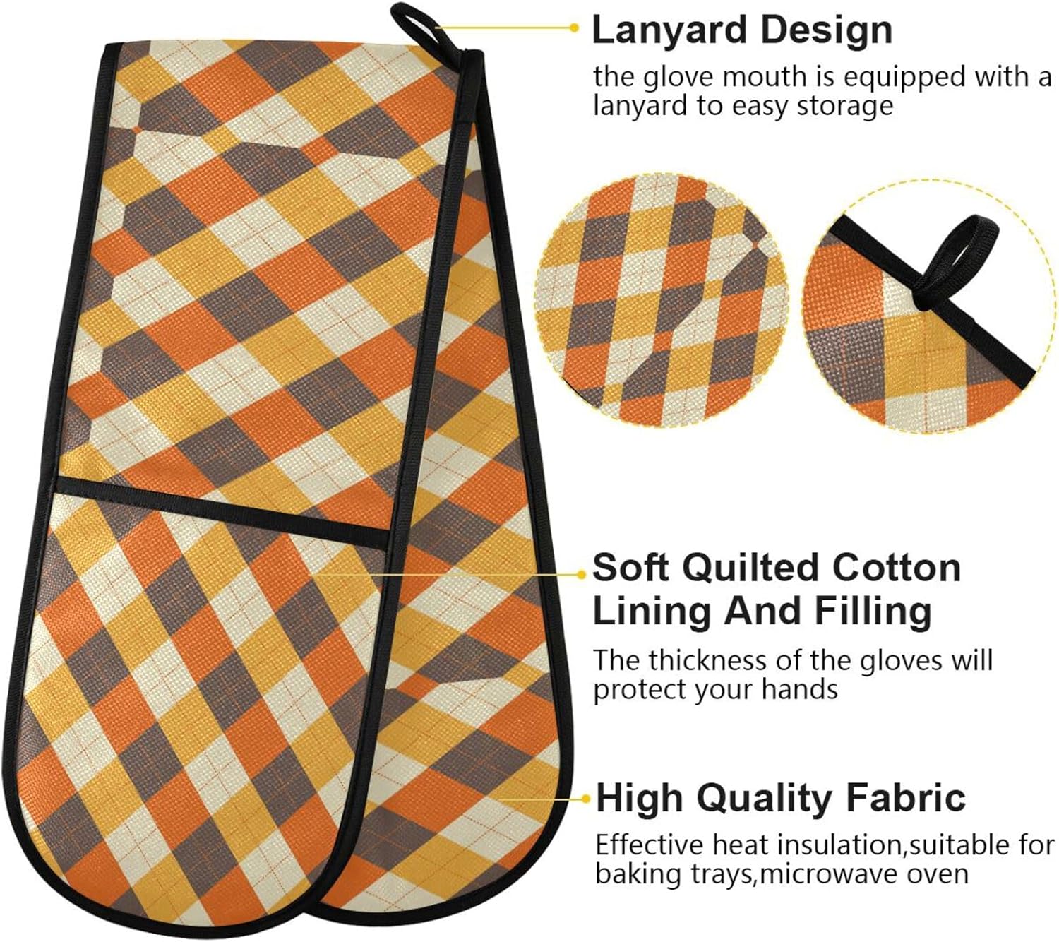 Happy Halloween Argyle Plaid Double Oven Mitts