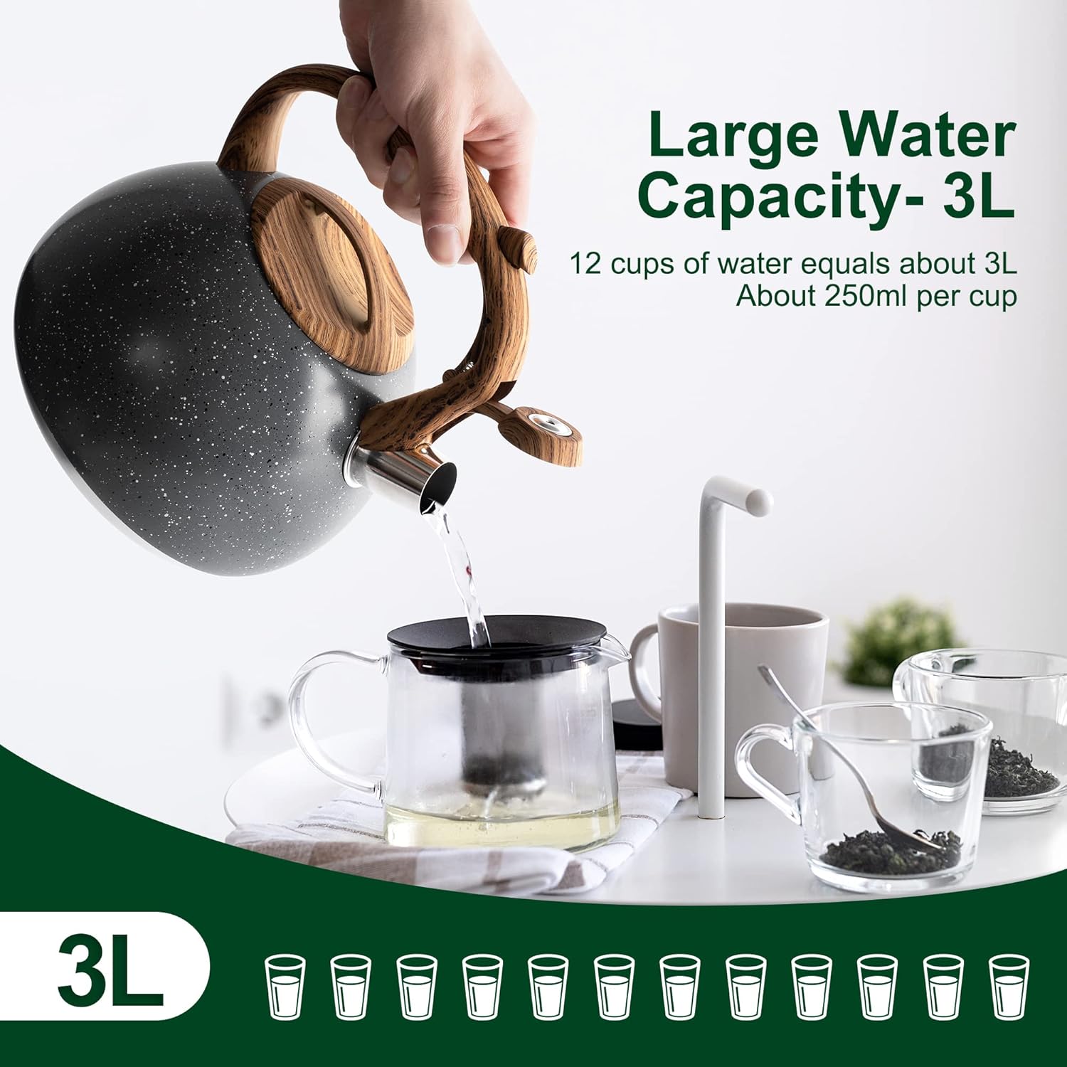 Greenual 32 Quart Loud Whistling Tea Kettle