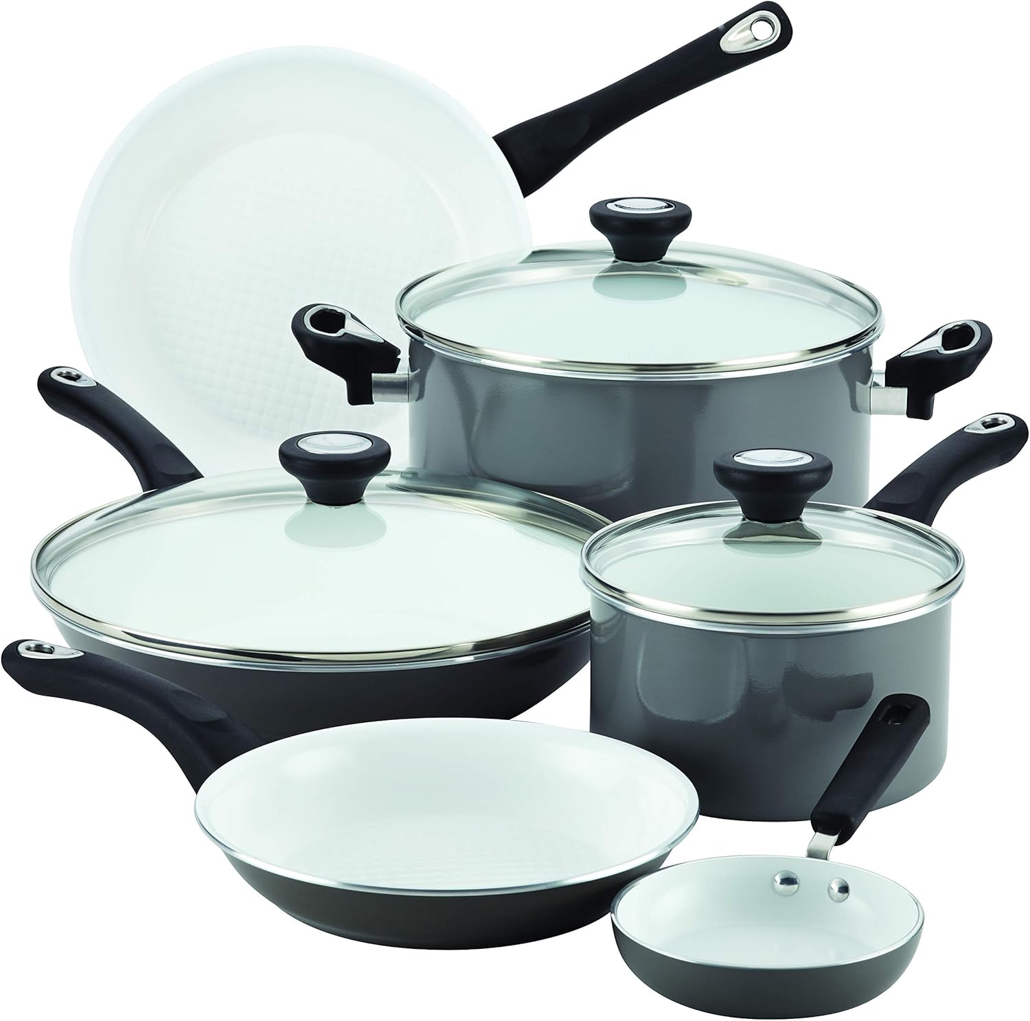 Sturdy Nonstick Cookware Set - 12-Piece Aluminum Ceramic Pots Pans