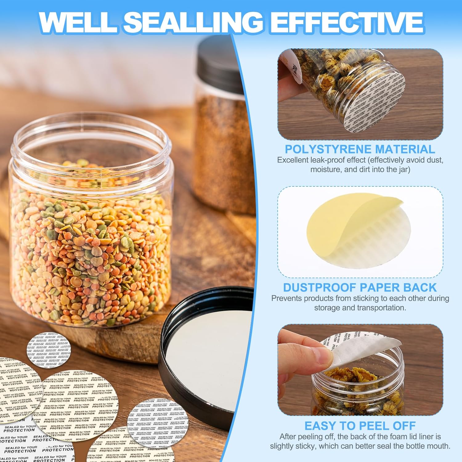 Durable Jar Seals 70mm 300 Pack