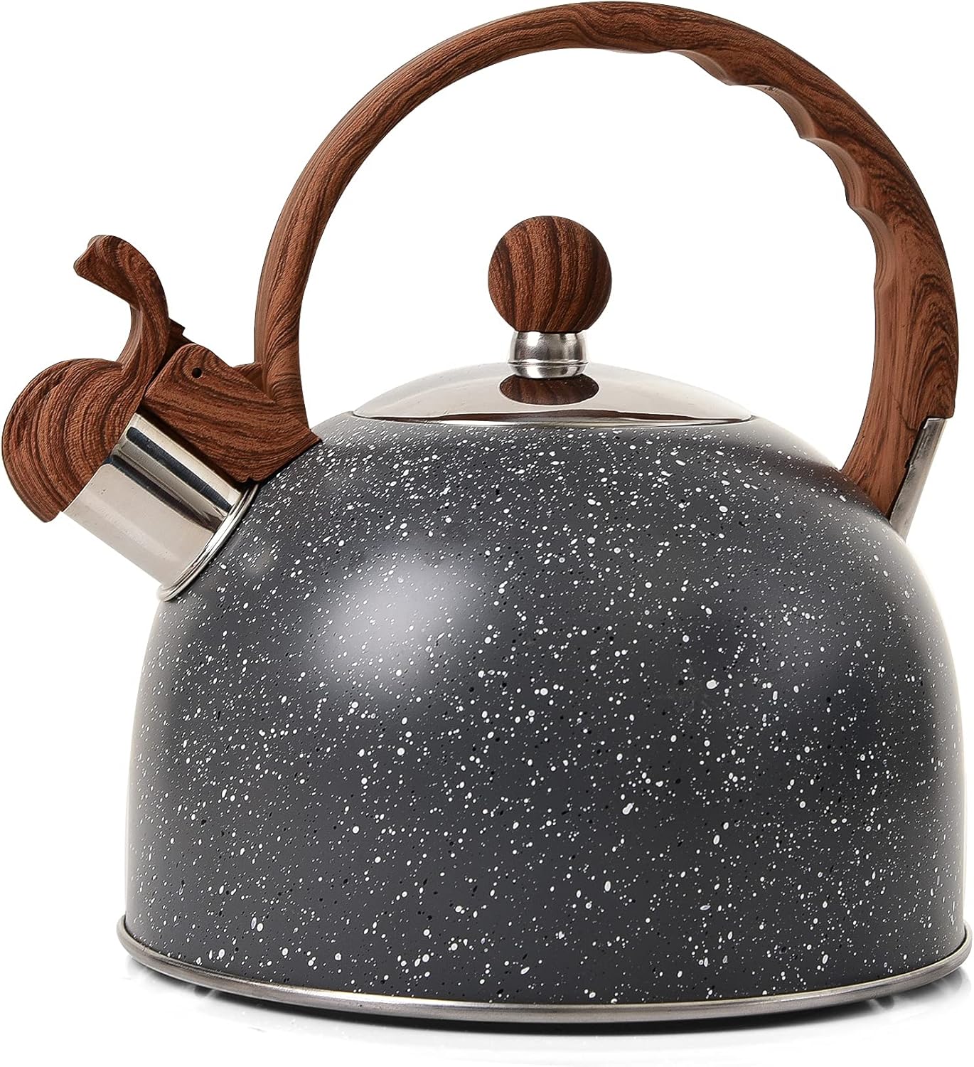 VONIKI 25 Quart Whistling Tea Kettle with Wood Pattern