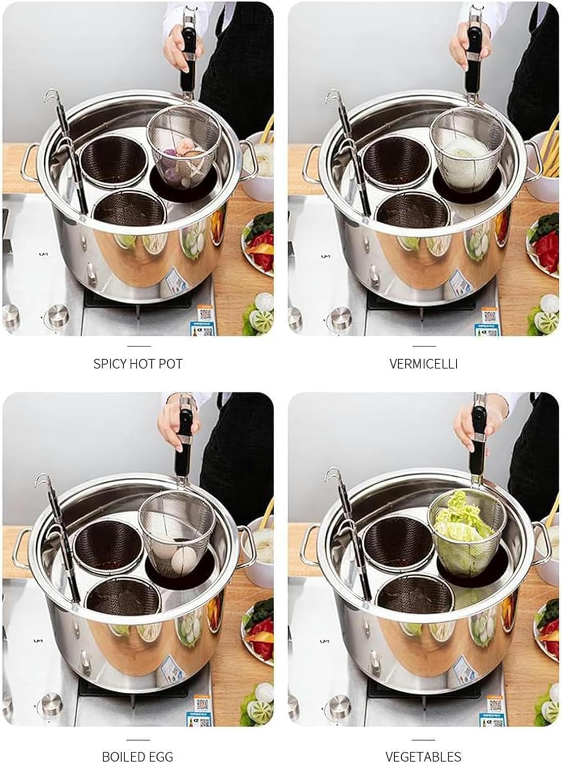 Stainless Steel Home Kitchen Pasta Pot with Colander and Divider Set