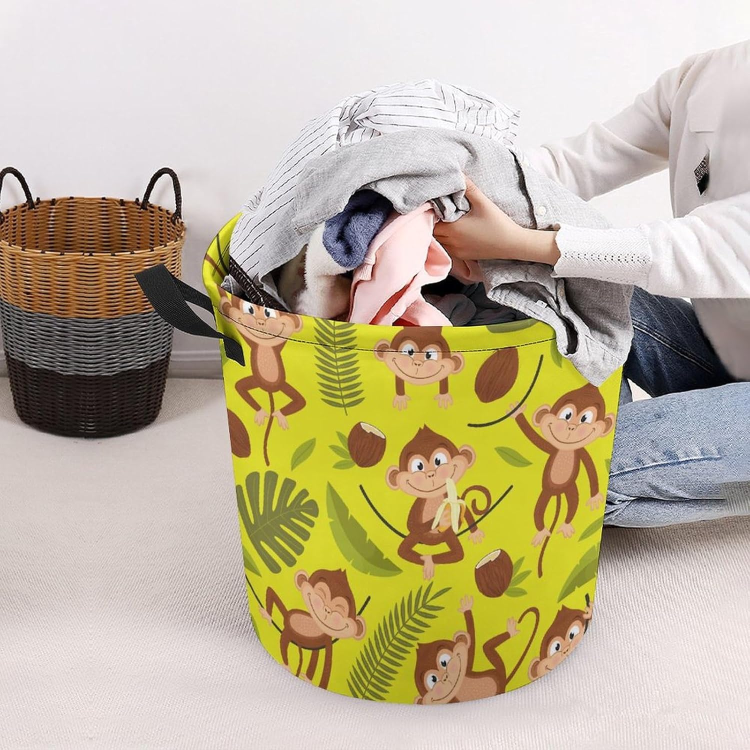 Chic Monkey Palm Tree Storage Basket Waterproof 173x138 Capacity