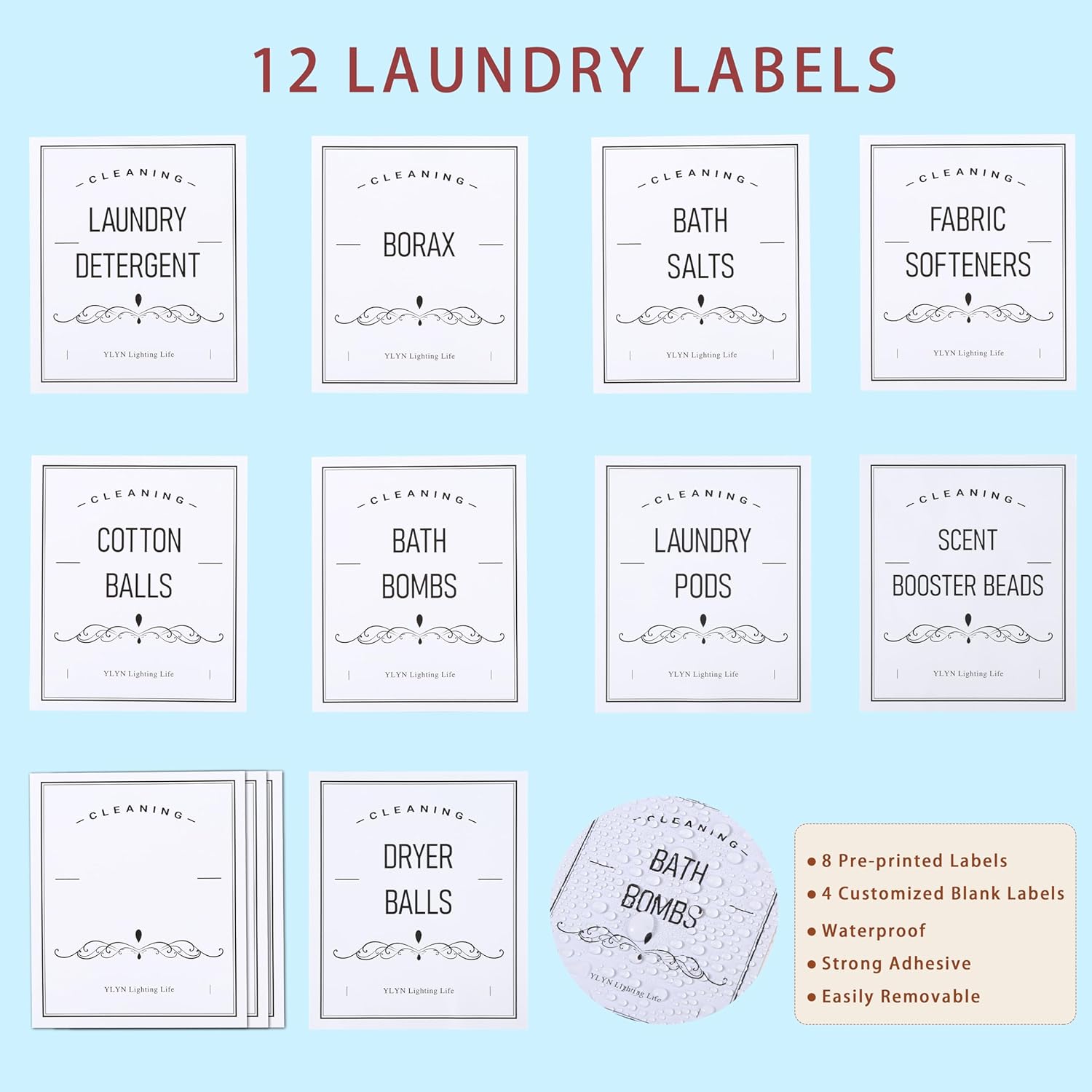Glass Jars for Laundry Room Organization - Bamboo Lid Durable Eco-Friendly