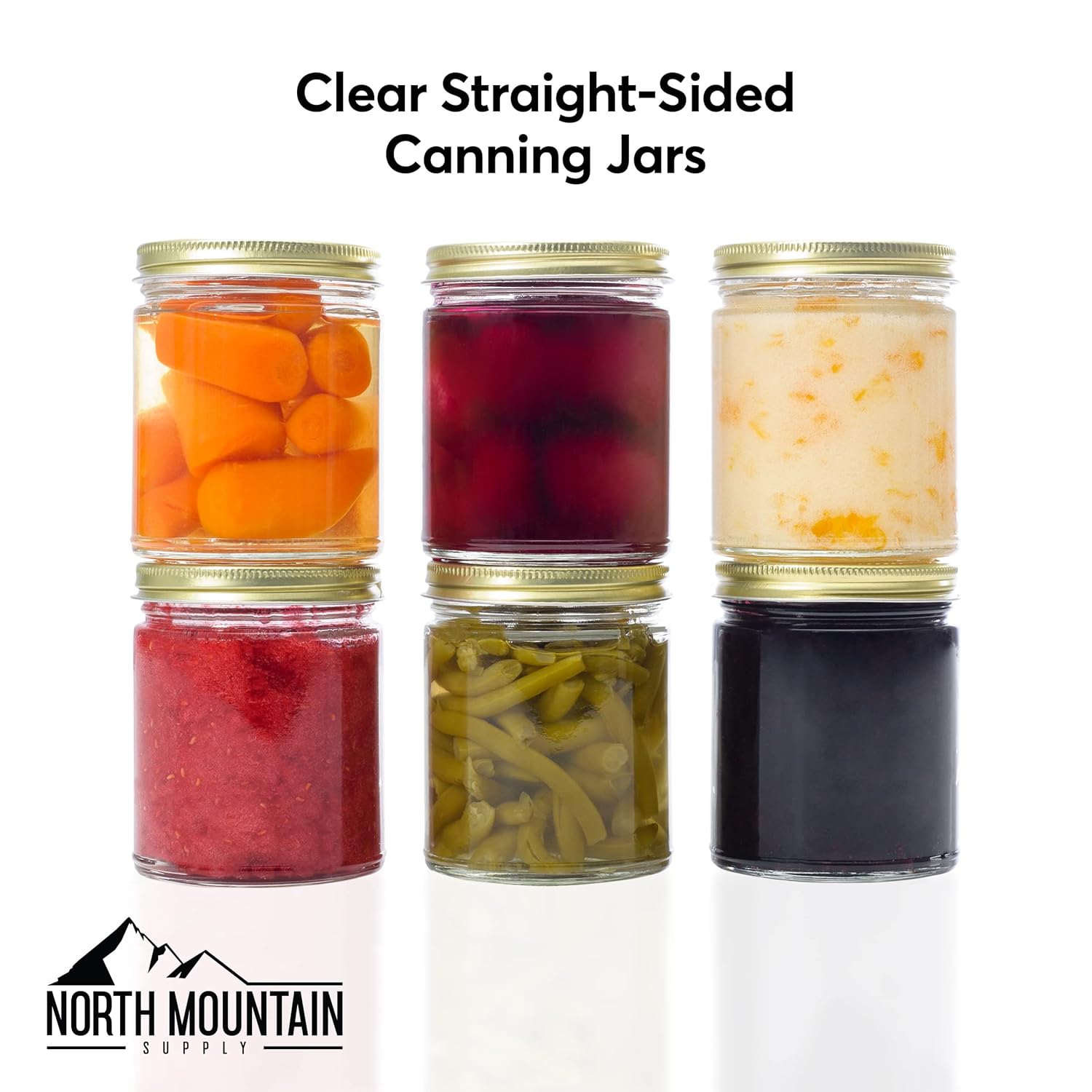 Perfect Mason Jar Canning Set 132 in Case Gold Metal lids 9oz Capacity