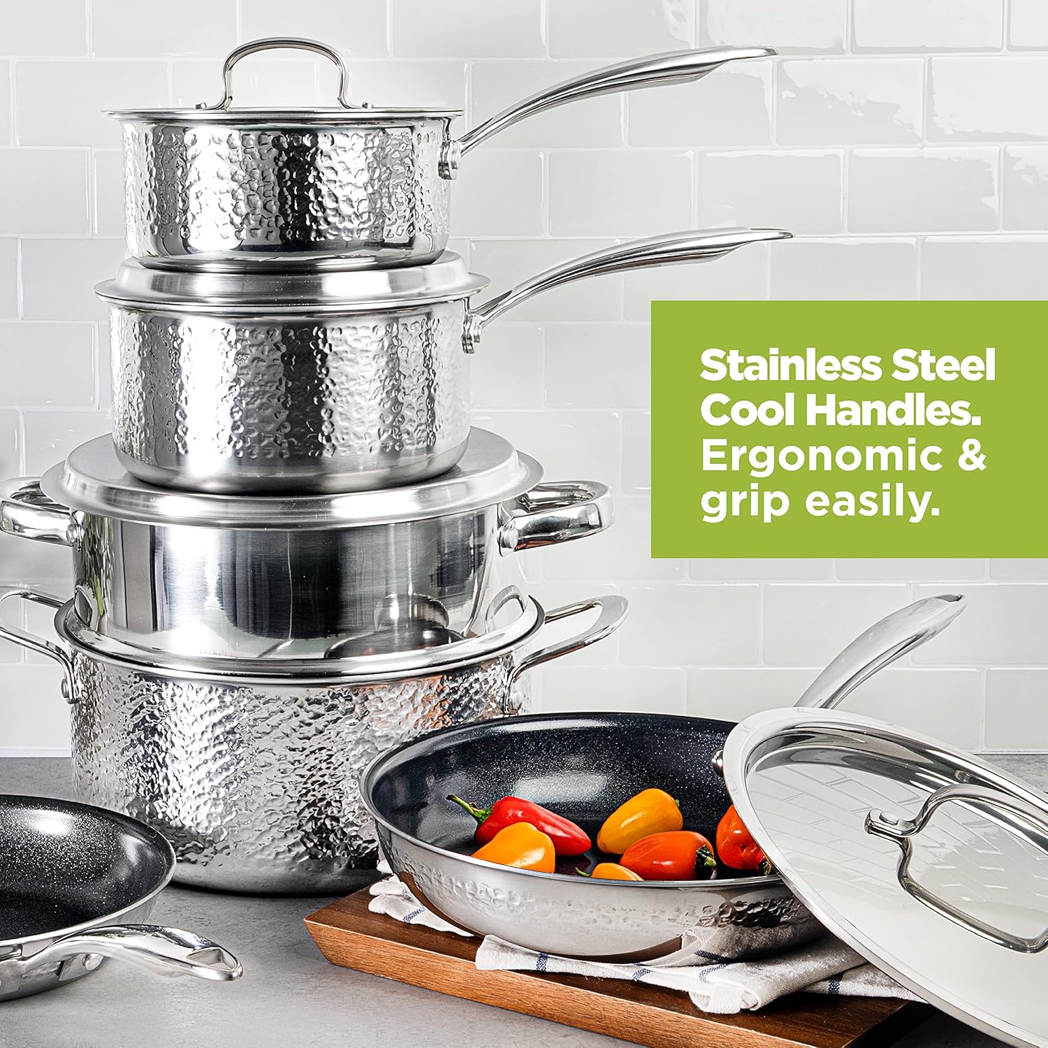 Hampered Stainless Steel Cookware Set by Granitestone Nonstickadjacent