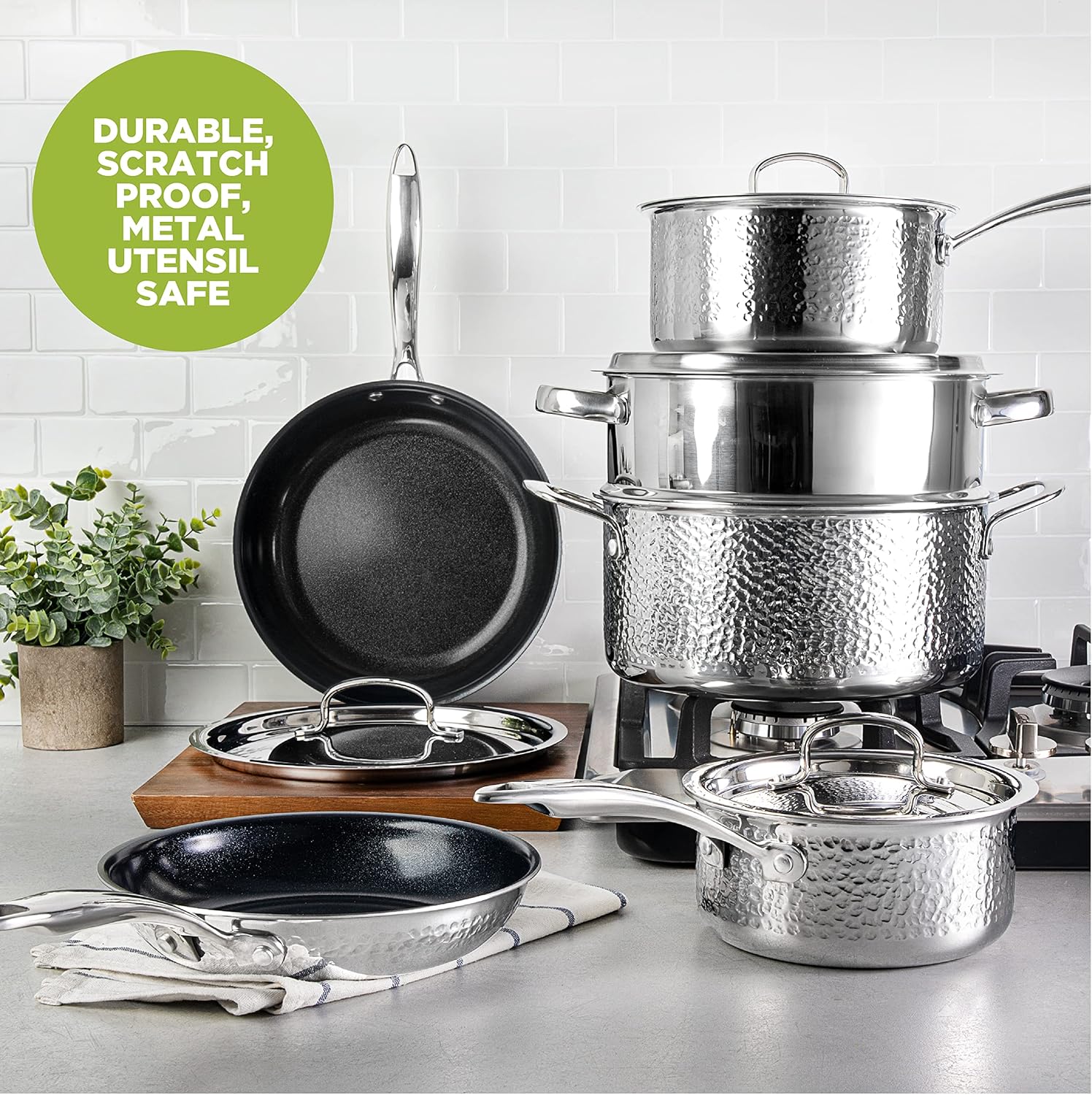 Hampered Stainless Steel Cookware Set by Granitestone Nonstickadjacent