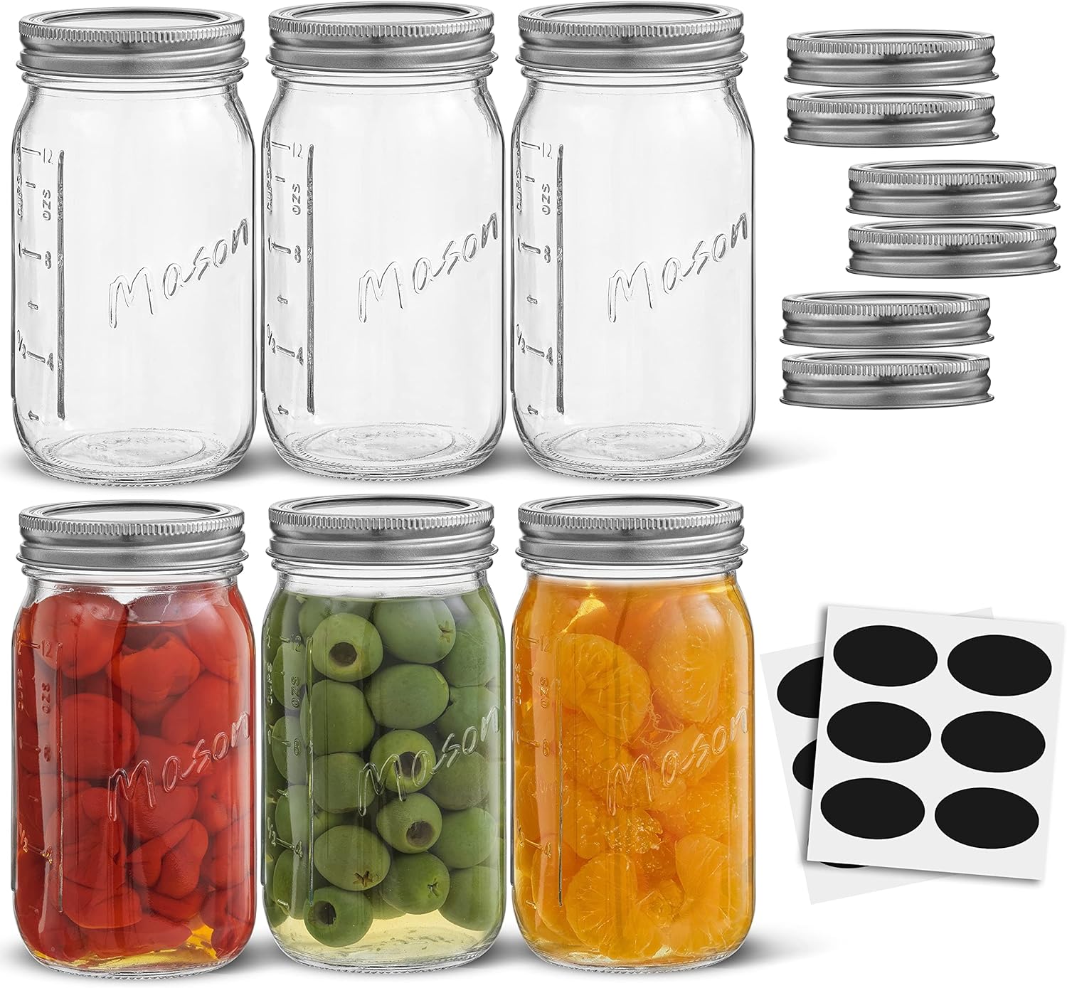 JoyJolt 16 oz Mason Jars 6-Pack