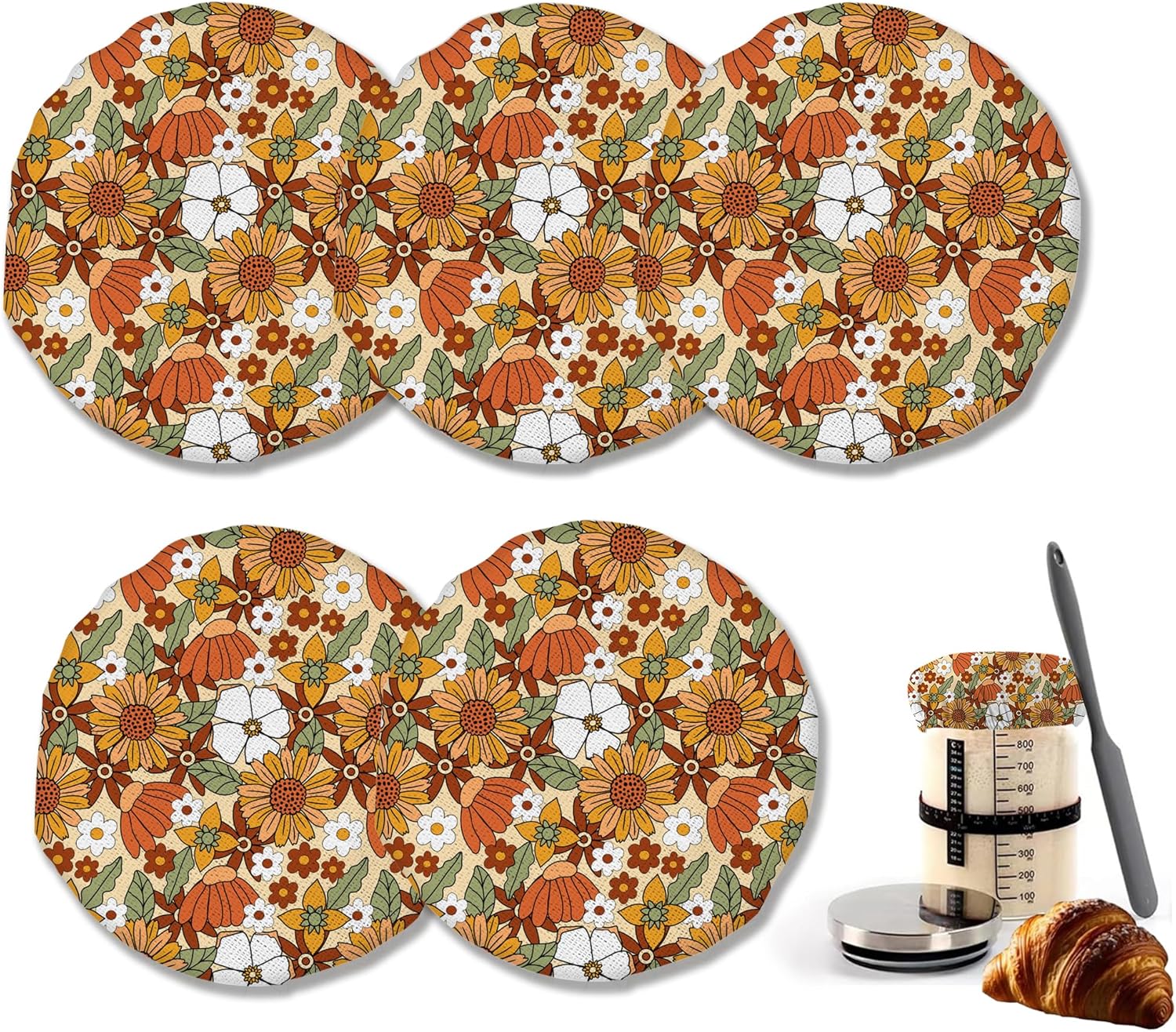 70s Retro Floral Sourdough Lids