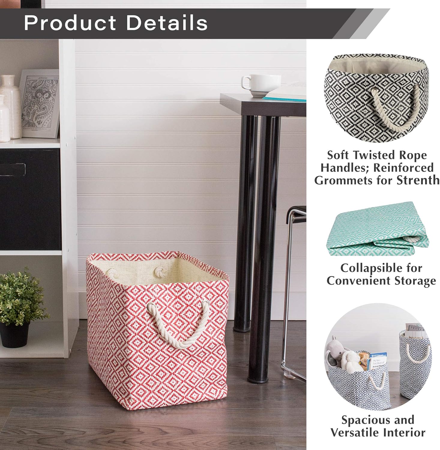 DII Chevron Woven Paper Storage Bin
