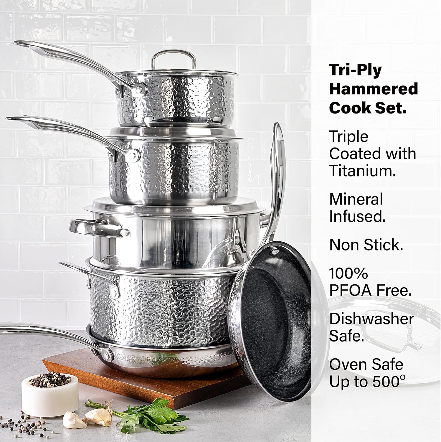 Hampered Stainless Steel Cookware Set by Granitestone Nonstickadjacent