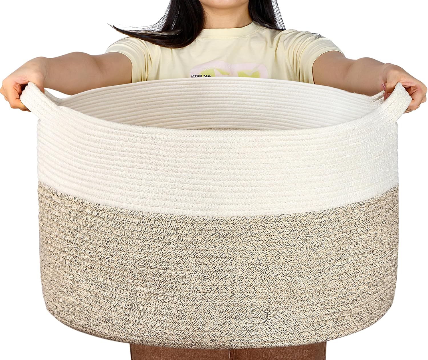Fixwal Large Rope Laundry BasketSturdy Stylish Storage Basket
