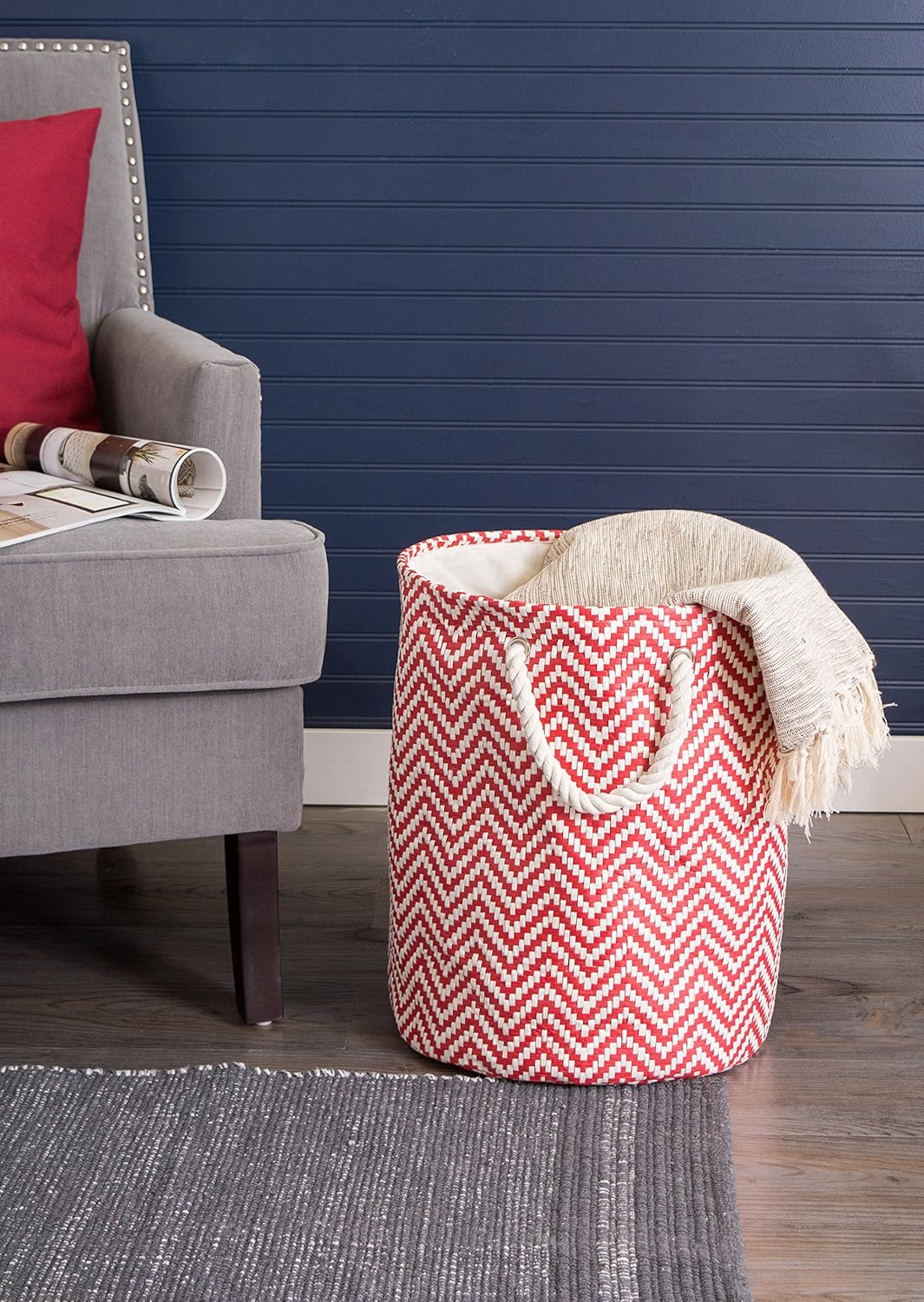 Durable Chevron Storage Bin for LaundryHamper Organization