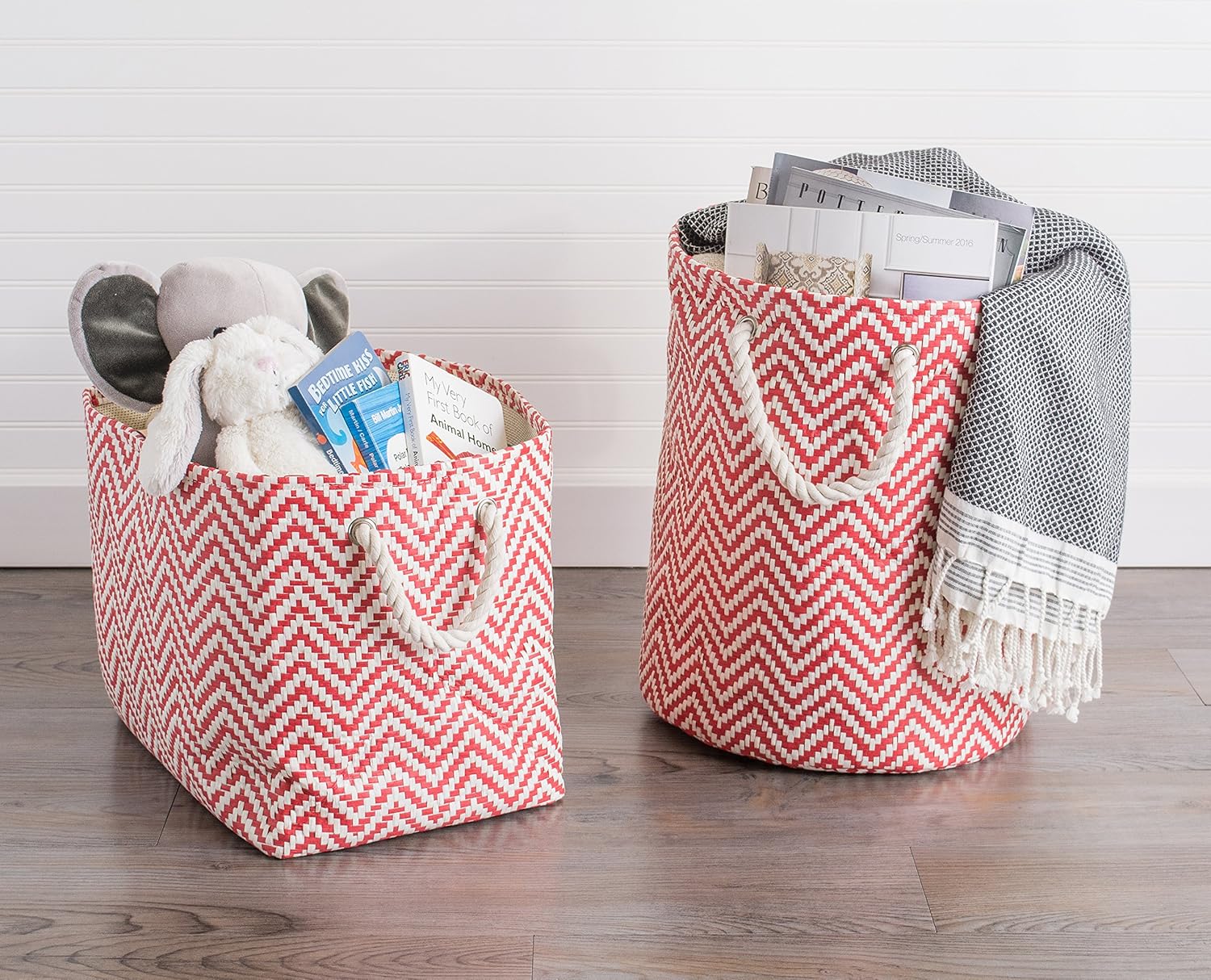 Durable Chevron Storage Bin for LaundryHamper Organization